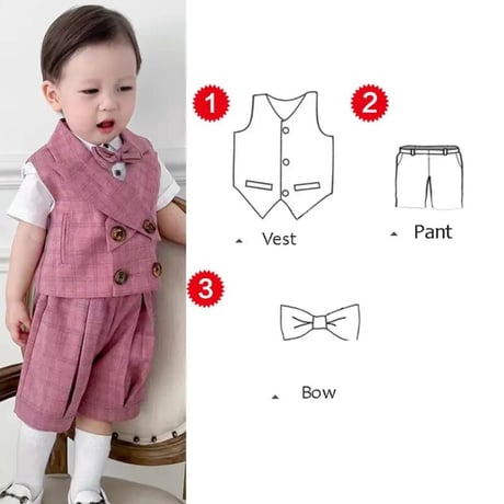 Brown / Pink purpleベストフォーマルセット(463)
