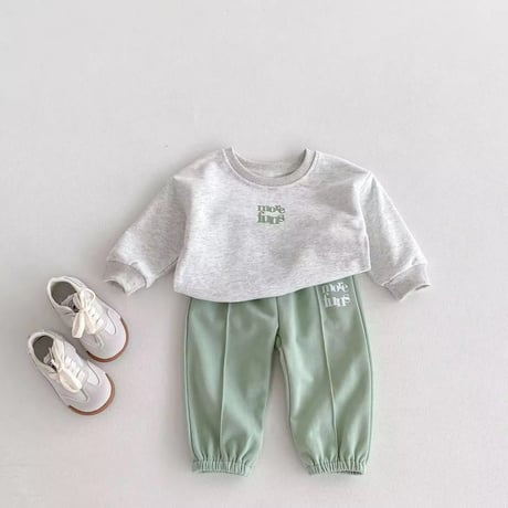 grayトレーナー×mint greenパンツセットアップ(4157)