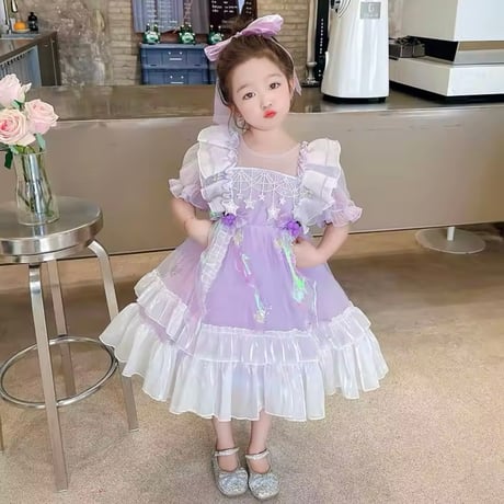 kids purple/ whiteアイドルグレープドレス(645)