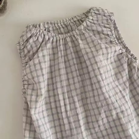 ナチュラルチェックノースリーブブルマセットアップ(2227)