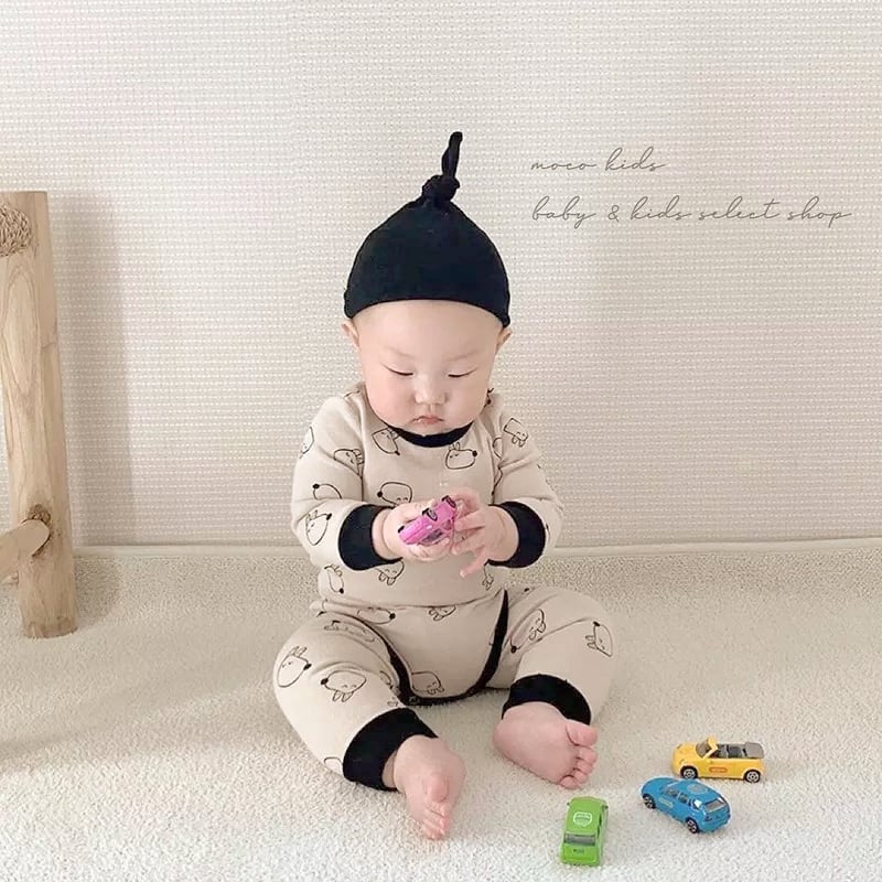 帽子付きわんわんロンパースorセットアップset(1792) | こどもふく