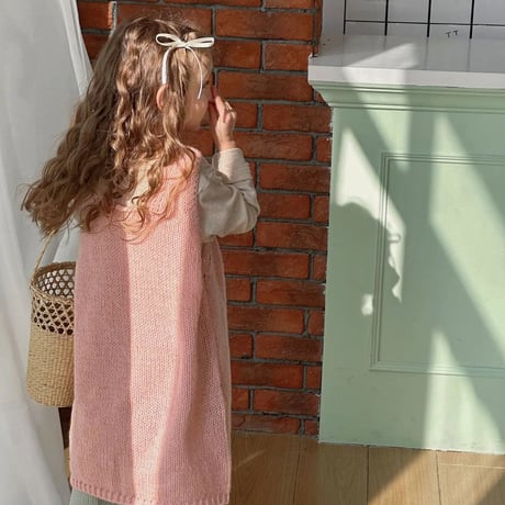 kids Spring pinkニットワンピースコーデ(4039)