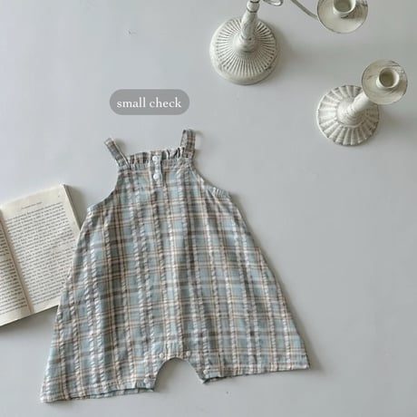 pastel blue BIG/smallチェックキャミオーバーオール(4150)