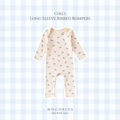 BabyGirl 長袖ロング丈リブロンパース(1212)
