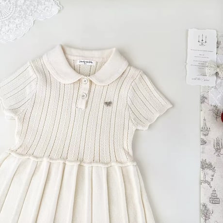 サマーニット半袖プリーツワンピース(1131)