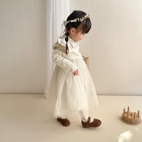 kids フリルフレンチチュール切替ワンピース(4000)