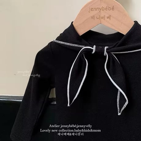 jennybebe 3color リボンデザインバイカラートップス(735)