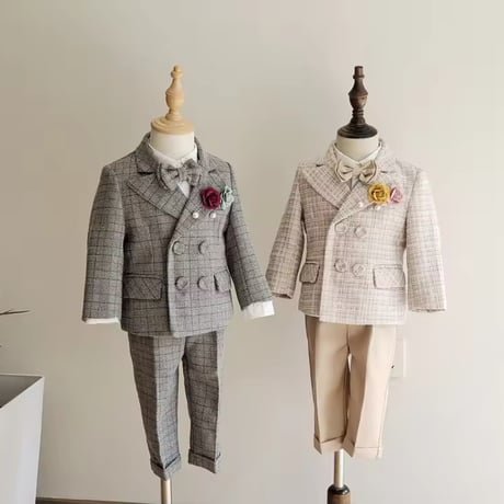 camel/gray ツイードジャケットフォーマルスーツ(989)
