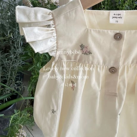 jennybebe 姉妹お揃いエンブロイダリーpetitフラワーロンパースorワンピース(3138)
