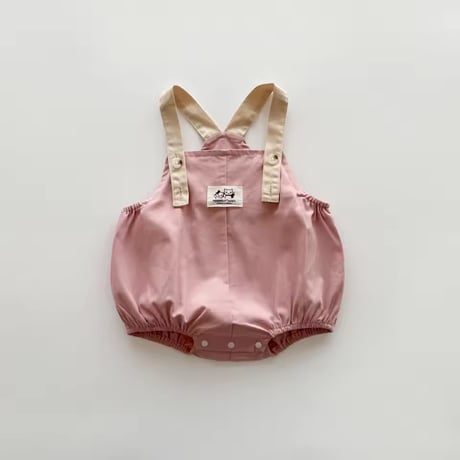 beige/pink バイカラーネコタグサロペット(977)