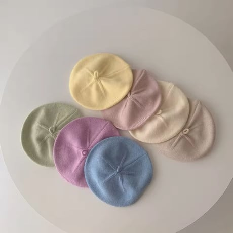 即納あり◆9color パステルカラーニットベレー帽(1414)