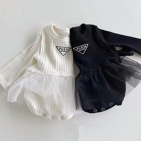 PARISモノトーンリブチュールロンパース(2362)
