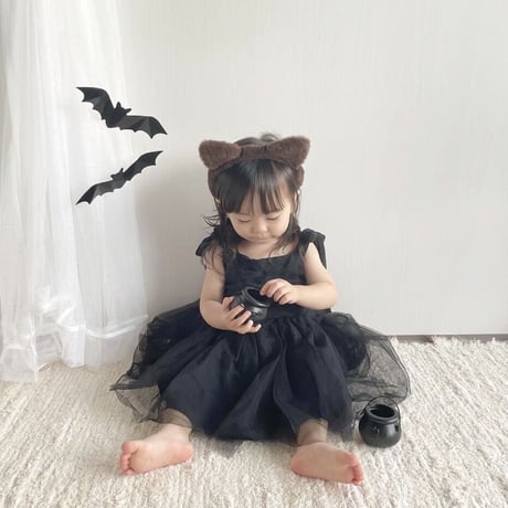 ねこ耳帽子付きblackチュールドレス(3252)