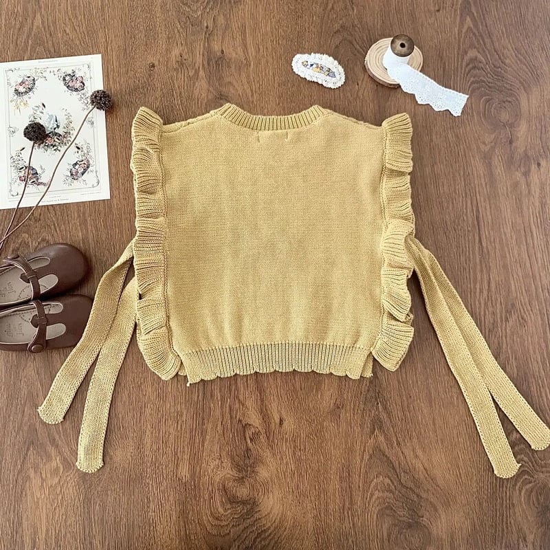 ケーブル編みフリルニットベスト(3288) | こどもふく🧸mocokids
