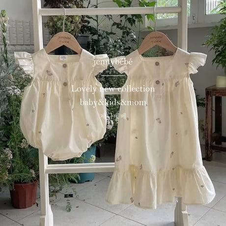 jennybebe 姉妹お揃いエンブロイダリーpetitフラワーロンパースorワンピース(3138)