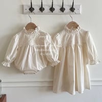 即納◆jennybebe 姉妹お揃いアイレットフラワーロンパースorワンピース(2520)