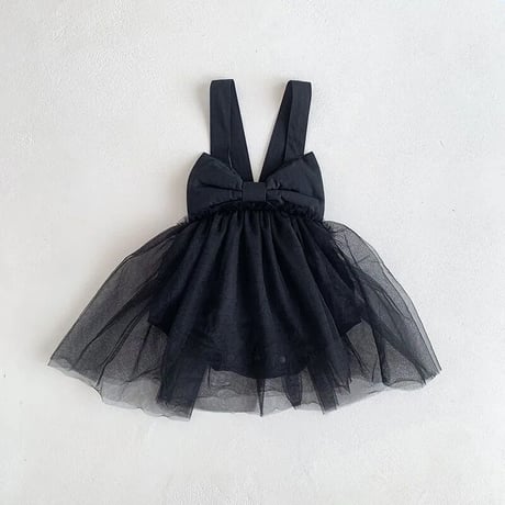 3color バストリボンチュールキャミドレスロンパース(2346)