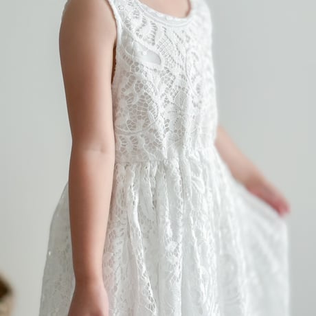 kids バックVレースロングドレス(3229)