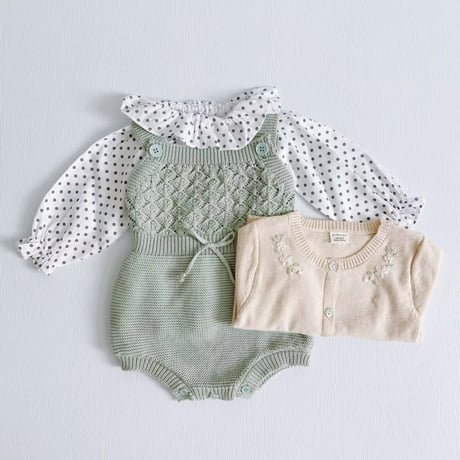 pink/mint diamondニットサロペット(636)