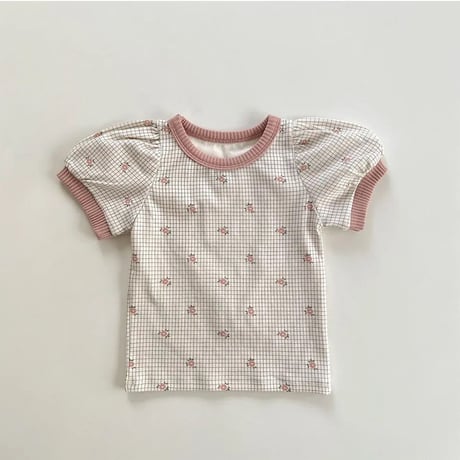 pink / brownフラワーグラフチェックセットアップ(2725)