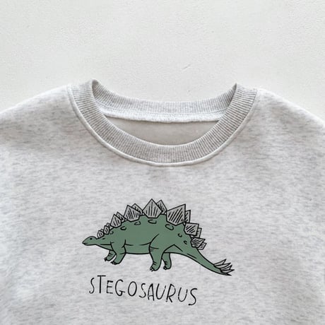 ロング丈ステゴサウルス×トリケラトプス×ティラノサウルス裏起毛ロンパース(2450)