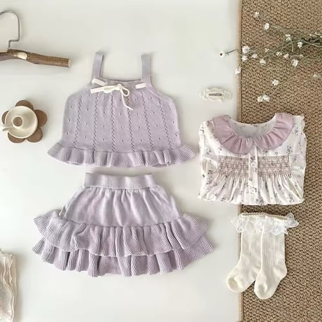 momo pastel blue×purple アイレットキャミニットセットアップ(1096)