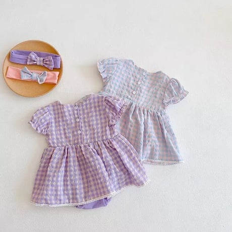 メルヘンチェックスカートロンパース(1549)
