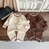 ぽこぽこくま耳前開きロンパース(3246)
