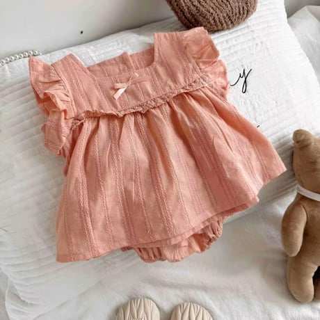 beige/pink ピュアコットンブルマセットアップ(1538)