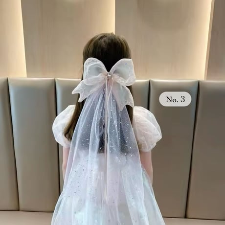 BIGチュールリボンヘアクリップ(926)