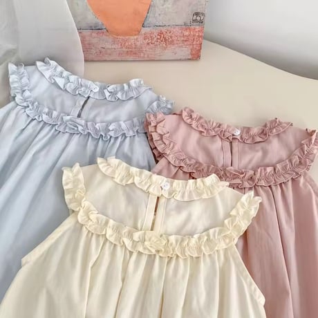3color うさぎ刺繍Uフリルロンパース(2322)