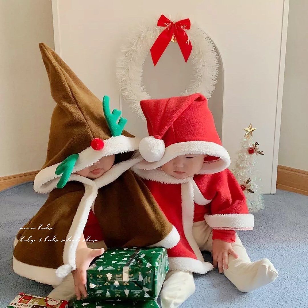 サンタ×トナカイ×ツリーXmasポンチョ(2425) | こどもふく moco kids