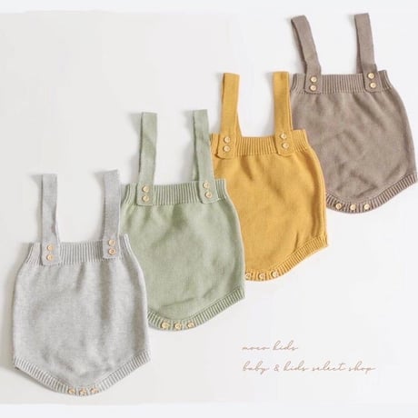 4color ハイウエストニットサロペット(110)