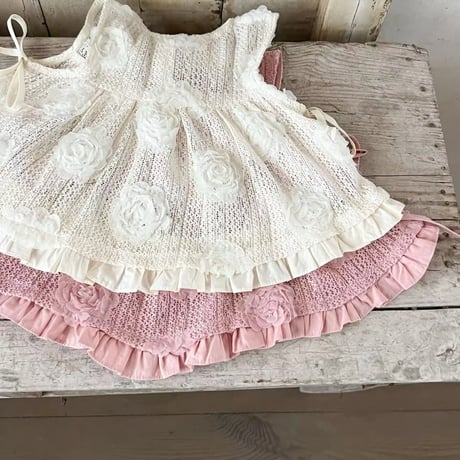 ローズエプロンレース重ね着ロンパース(951)