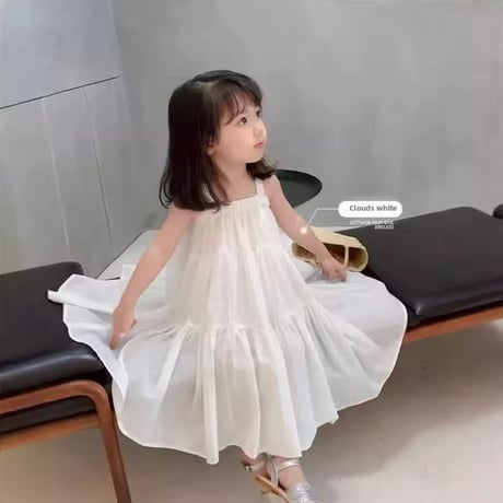 kids whiteキャミロングティアードワンピース(970)