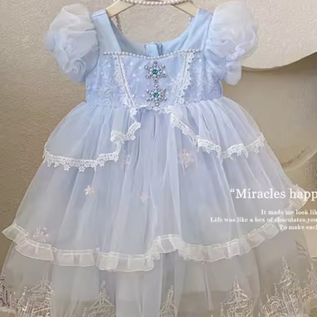 kids light blueトリプルチュールプリンセスドレス(1049)
