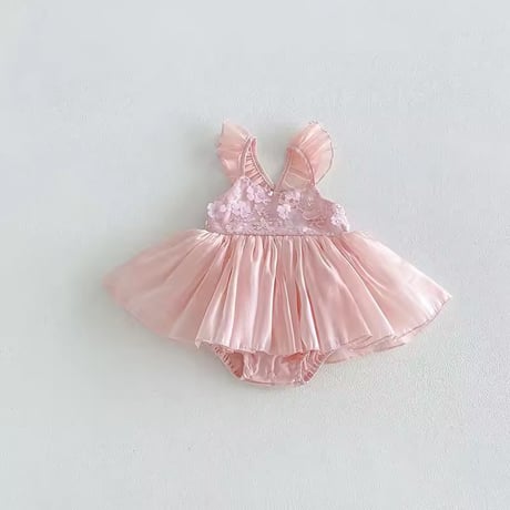 2color 3Dフラワーキャミロンパースドレス(2315)