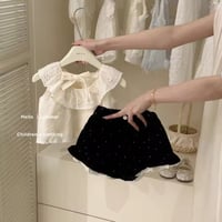 コットンブラウス×ドットショートパンツsummerセットアップ(2191)