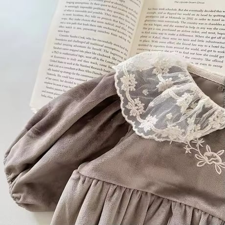 lace collarフランネルロンパース(765)