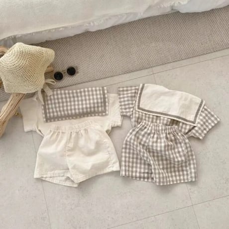 即納あり◆バイカラーチェックセットアップ(3182)