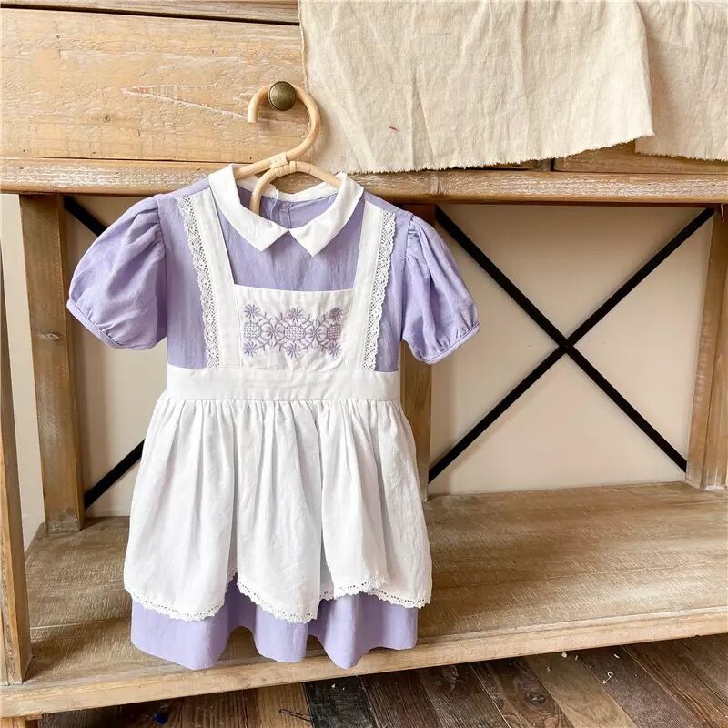 パープル襟付きエプロンワンピース(1763) | こどもふく🧸mocokids
