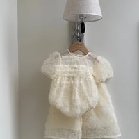即納あり◆姉妹お揃いローズパフスリーブロンパースorワンピース(4086)