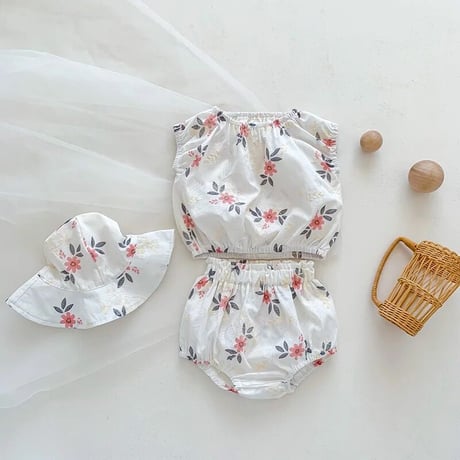 フローラル刺繍ノースリーブセットアップ(3169)