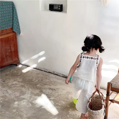 kids フラワーラインノースリーブロングパンツセットアップ(2109)