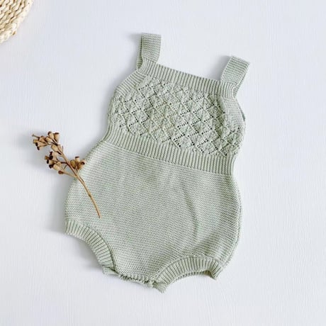 pink/mint diamondニットサロペット(636)