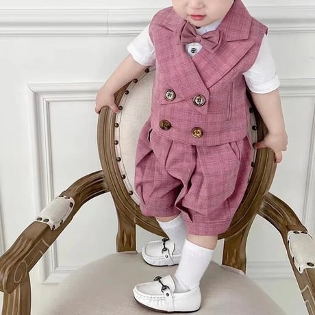 Brown / Pink purpleベストフォーマルセット(463)