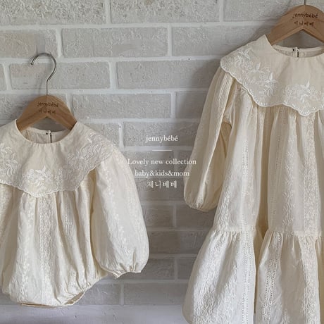 jennybebe 姉妹お揃いリコットコットンレースロンパースorワンピース(3250)