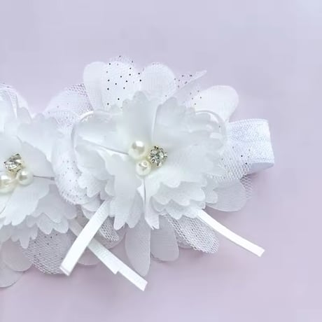 white/pink ベビーヘッドフラワーアクセサリー(1157)