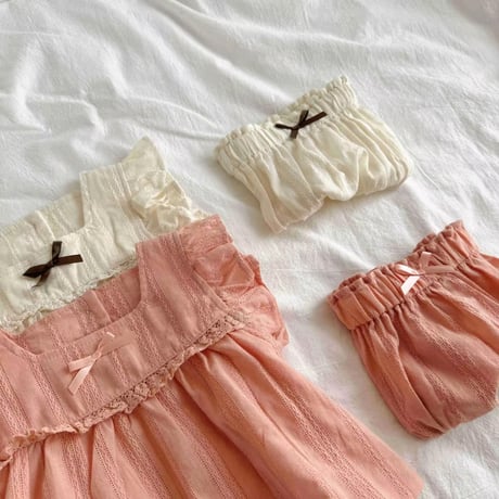 beige/pink ピュアコットンブルマセットアップ(1538)
