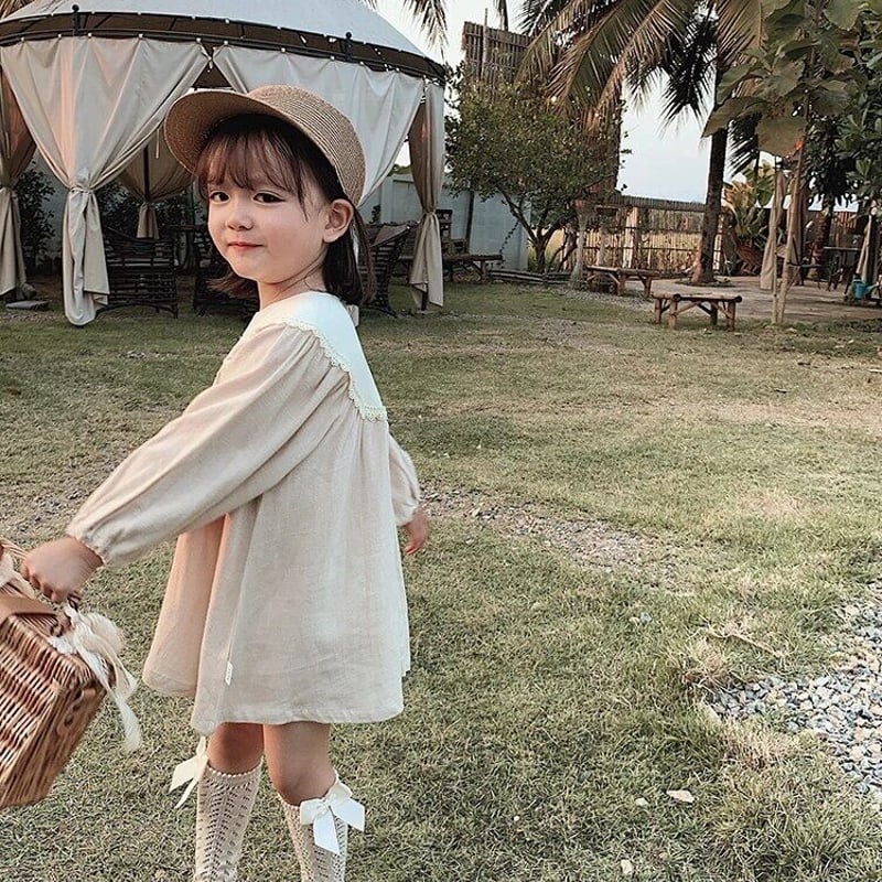 kids 刺繍襟ぽわん袖Aラインワンピース(2385) | こどもふく moco kids 刺繍襟ぽわん袖Aラインワンピース(2385) | こどもふく moco